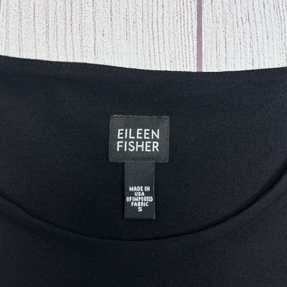 Eileen Fisher Fit & Flare Black Stretch Scoop Neck Tank Dress Size S Casual - Picture 3 of 6